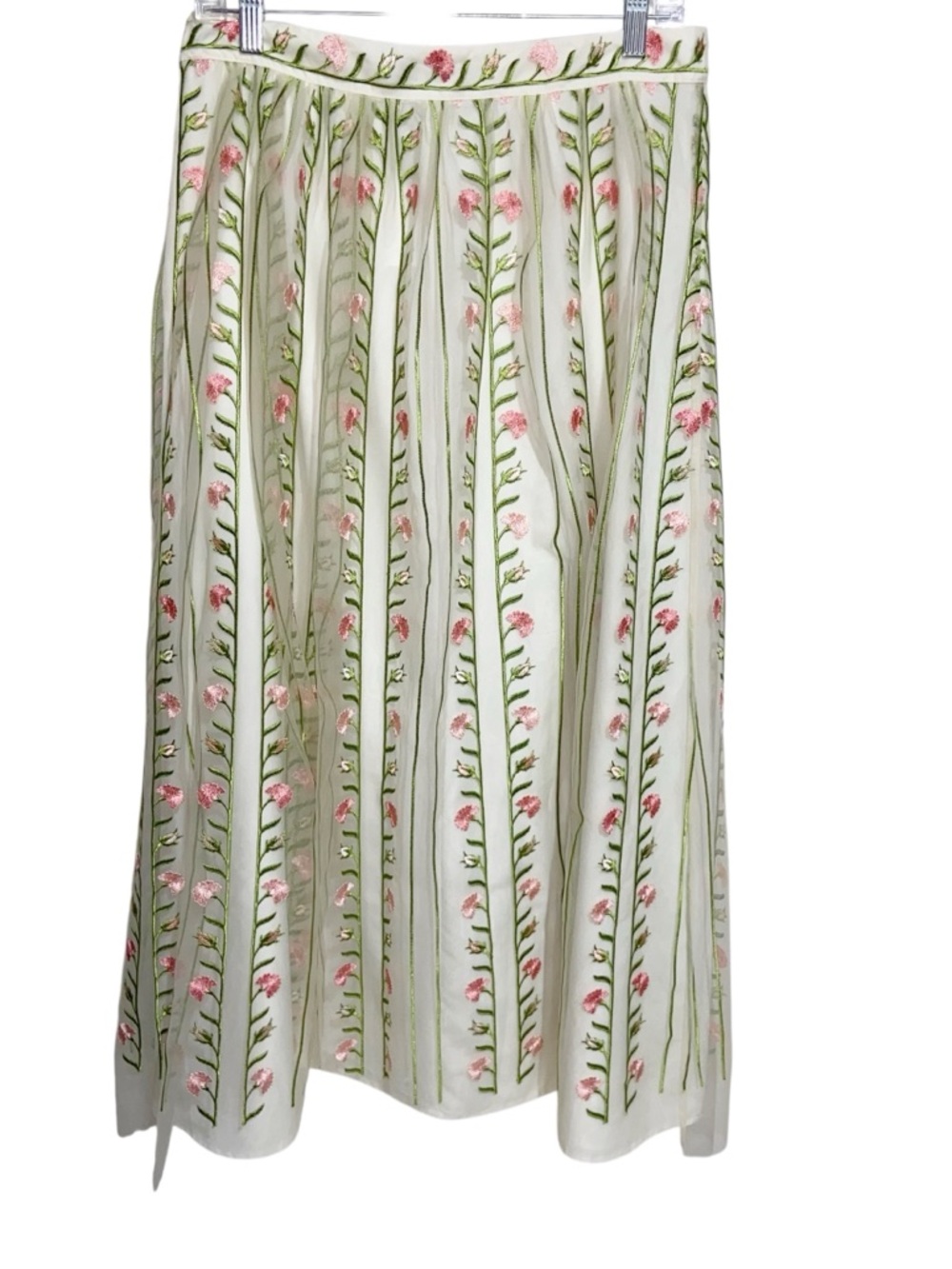 Talbots Skirt Womens Size 10 Embroidered Tulle Linear Floral Fit & Flare Midi - Picture 3 of 14